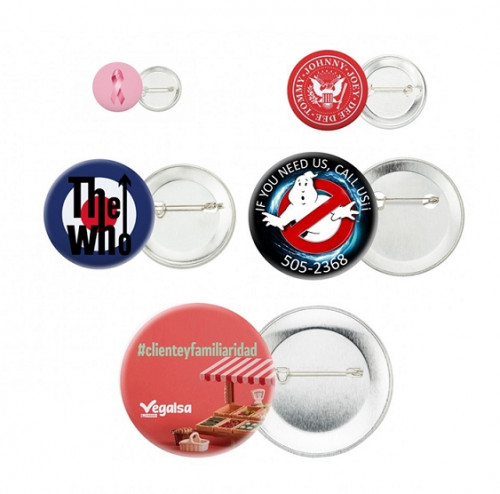 Chapas metálicas con alfiler pack 500 u.
