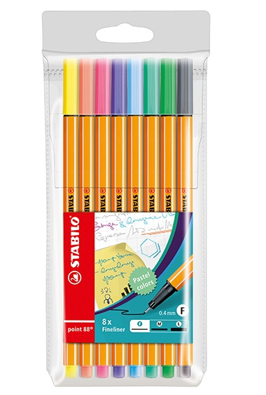 Stabilo point 88. Surtido 8 u. pastel