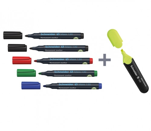 Rotulador perm. Schneider Maxx 130 + marcador TM Job. Set 6 u.