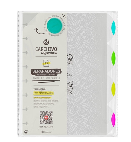 Separadores cuaderno Ingeniox. Juego 4