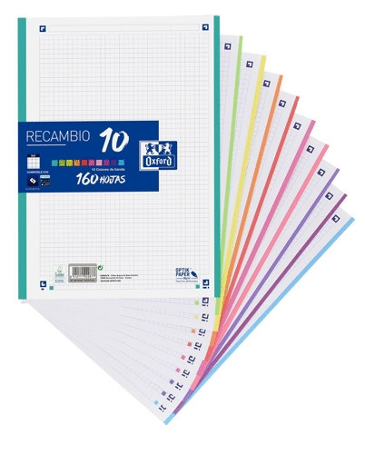 Recambio Oxford A4 color 160 h. scribzee cuad. 5x5 mm