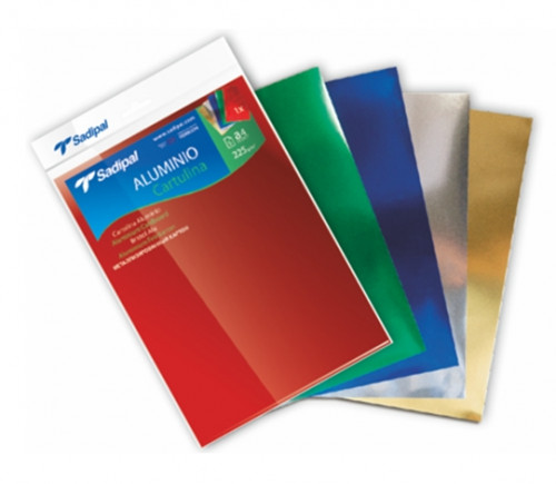 Cartulina aluminio Sadipal A4. Pack 5 h.surtidas