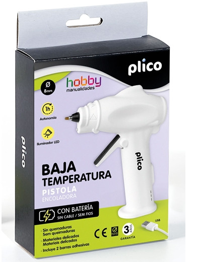 Pistola cola baja temperatura 8 mm con bateria Plico