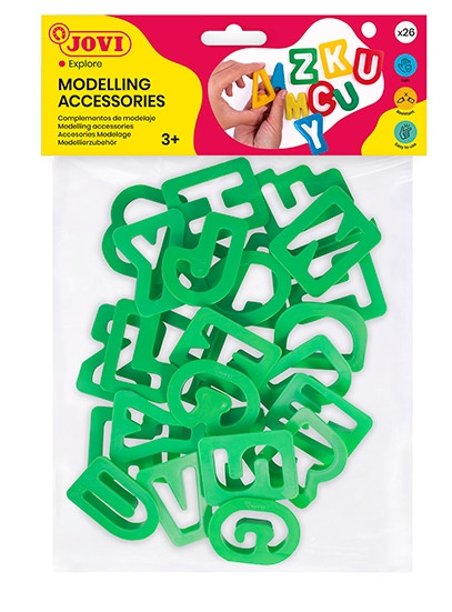 Bolsa de 26 moldes de plástico de letras.