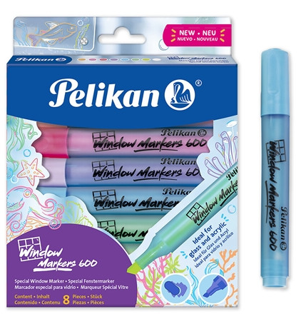Rotuladores Pelikan window marker 600. Set de 8
