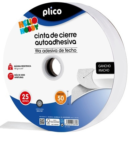 Cinta cierre autoadhesiva Plico macho 50 mmx 25 m