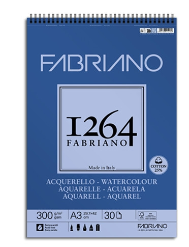 Bloc 1264 Acuarela Watercolor Fabriano A3 300 g 30 h.
