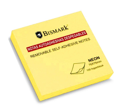 Notas adhesivas neón bismark 76x76 mm