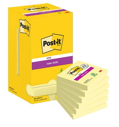 Post-It súper sticky 76x76 mm. Pack 12 tacos